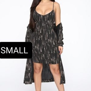 (NEW) 2 PC. 2 Tone Black & Gold Mini Dress Small